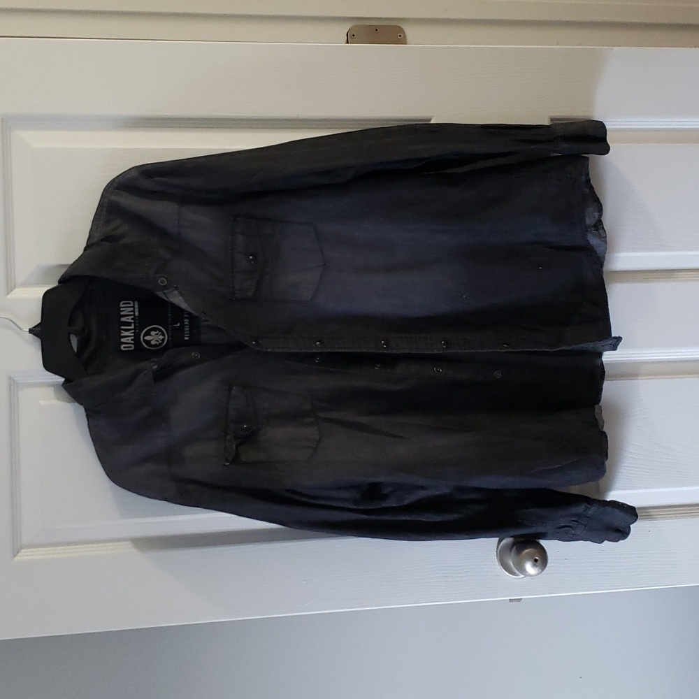 Oakland black label dress shirt men's size L